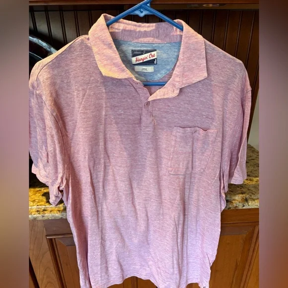 johnnie-O Men's “Hangin’ Out” Polo Shirts (3) in pink, Navy, & Light Gray. Large - Picture 3 of 4